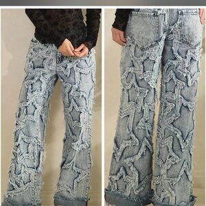 Oli and Hali Patchwork Star Denim Jeans Large